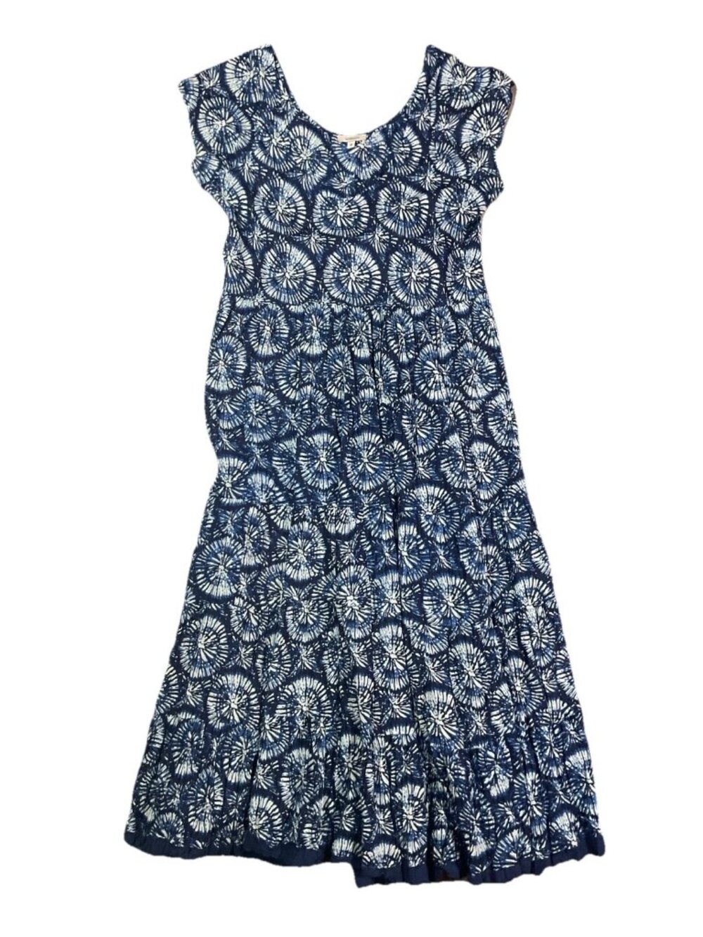 Dream Dress Bohohemian Blue Tie Dye Design Scoop Neck SZ Medium Sundress Maxi